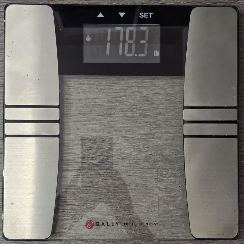 The scale on the morning of day 45 reading 178.3 pounds