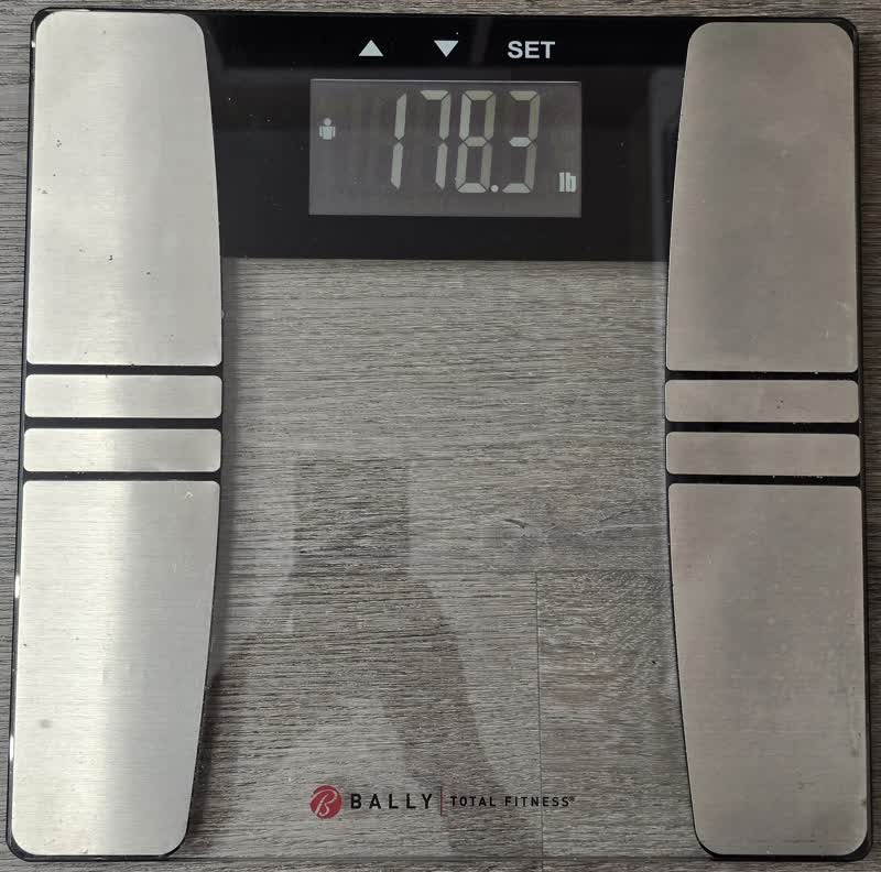 Scale reading 178.3 pounds on the morning of day 47